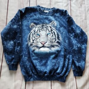 Siegfried & Roy Vintage White Tiger Tie-dye Crewneck Sweatshirt Blue, Women's M